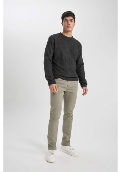 Yazlık Gabardin Chino Kanvas Pantolon Slim Fit Dar Kesim Dar Paça Cepli B2089AX24SP
