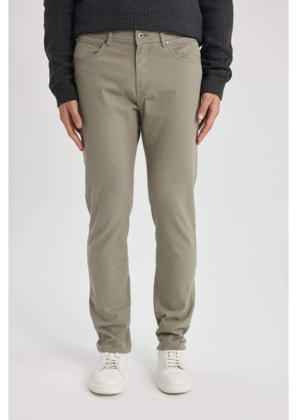 Yazlık Gabardin Chino Kanvas Pantolon Slim Fit Dar Kesim Dar Paça Cepli B2089AX24SP