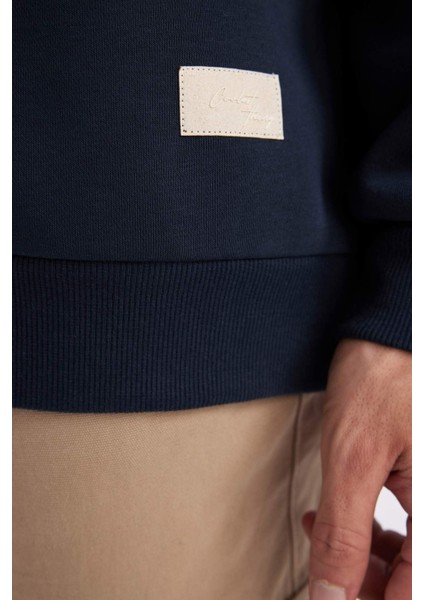 Oversize Geniş Kalıp Kapüşonlu Yarım Fermuarlı Sweatshirt B4846AX24SP
