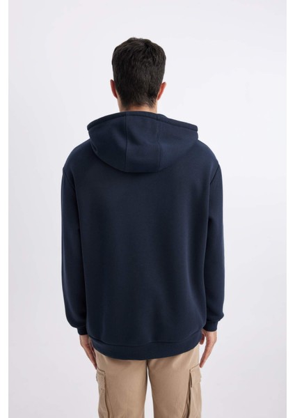 Oversize Geniş Kalıp Kapüşonlu Yarım Fermuarlı Sweatshirt B4846AX24SP