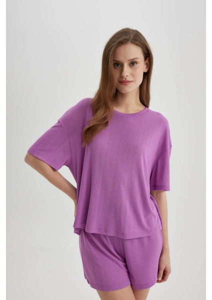 Fall in Love Pijama Takım Kısa Kollu Beli Lastikli Şort Alt B6183AX24SP fırsatları