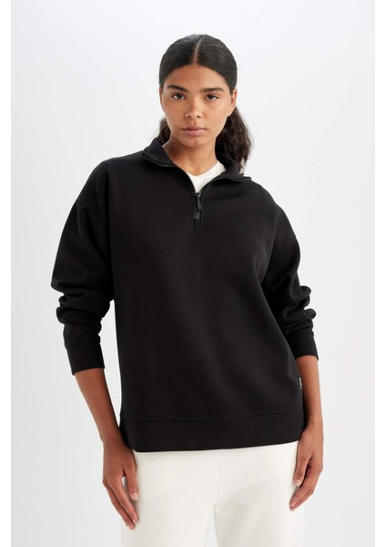 Fit Oversize Fermuarlı Dik Yaka Spor Sweatshirt B7756AX24SP modelleri