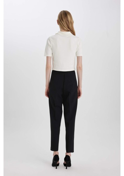 Carrot Fit Fermuarlı Yüksek Bel Dar Paça Crop Pantolon C2466AX24SP