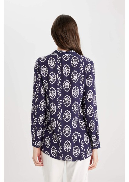 Loose Fit Desenli Uzun Kollu Gömlek Tunik T0609AZ24SP