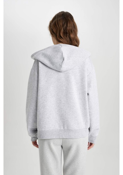 Relax Fit Kapüşonlu Fermuarlı Sweatshirt C1809AX24SP