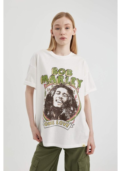 Unisex Bob Marley One Love Oversize Geniş Kalıp Bisiklet Yaka Kısa Kollu Tişört C5039AX24SM