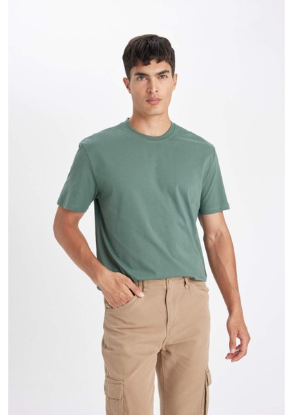 %100 Pamuk New Regular Fit Bisiklet Yaka Basic Düz Kısa Kollu Tişört V7699AZ24SP