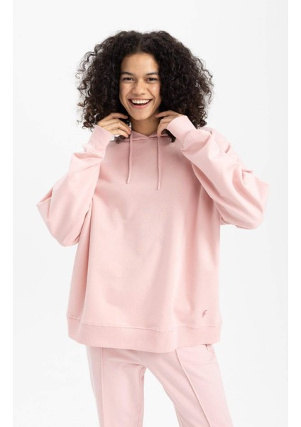 Fit Oversize Kapüşonlu Basic Düz Sporcu Sweatshirt B4656AX24SP