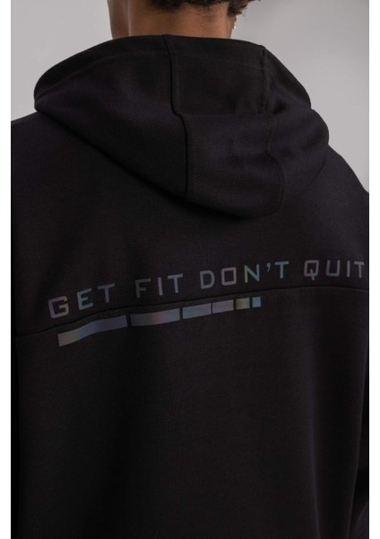 Fit Oversize Geniş Kalıp Kapüşonlu Baskılı Cepli Sweatshirt B4770AX24SP