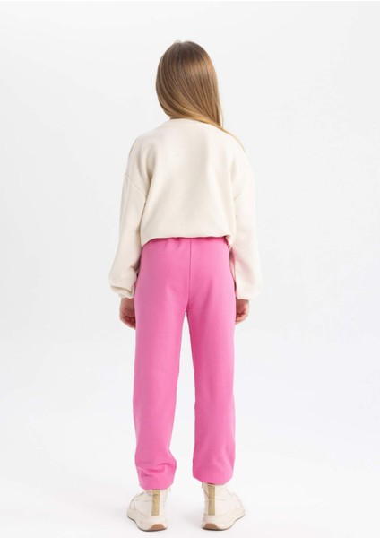 Kız Çocuk Baskılı Beli Bağcıklı Lastikli Paça Cepli Jogger Eşofman Altı