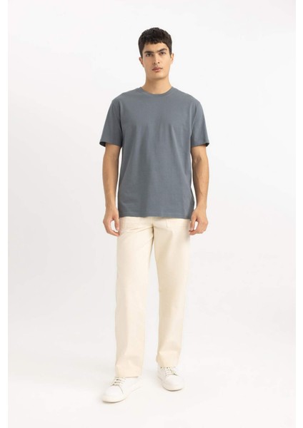 %100 Pamuk New Regular Fit Bisiklet Yaka Basic Düz Kısa Kollu Tişört V7699AZ24SP