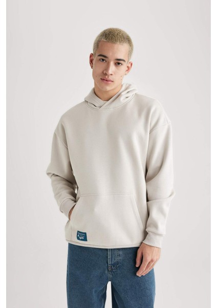 Oversize Geniş Kalıp Sırt Baskılı Kapüşonlu Sweatshirt B4751AX24SP