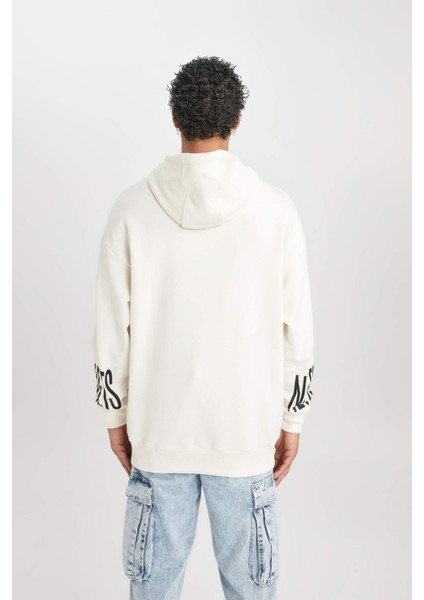 Fit NBA Brooklyn Nets Oversize Geniş Kalıp Kapüşonlu Cepli Kalın Sweatshirt A4113AX24SP