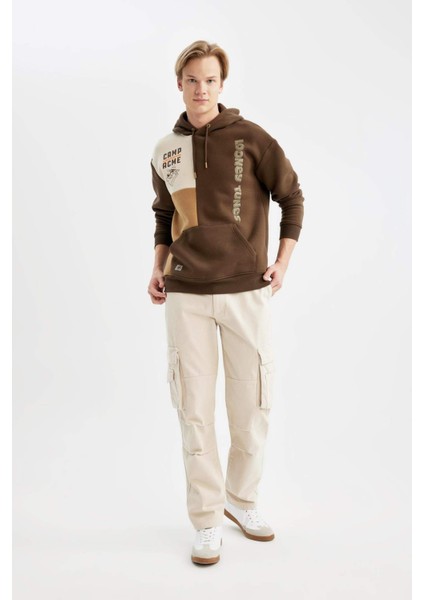 %100 Pamuk Gabardin Pantolon Wide Leg Bol Rahat Kesim Kargo Cepli Düz Paça