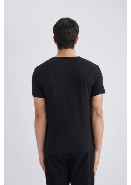 Slim Fit Dar Kesim V Yaka Kısa Kollu Üst L4884AZ24SM