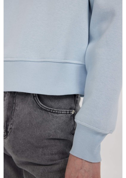 Relax Fit Bisiklet Yaka Kalın Basic Düz Sweatshirt B8568AX24SP