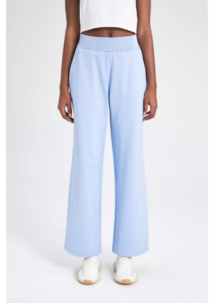 Fit Wide Leg Cepli Geniş Paça Standart Pike Eşofman Altı B3987AX24SP