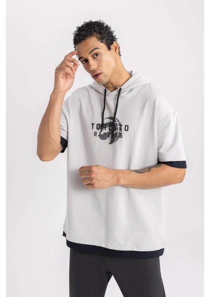 Fit NBA Toronto Raptors Oversize Geniş Kalıp Kapüşonlu Kısa Kollu Tişört B3883AX24SP