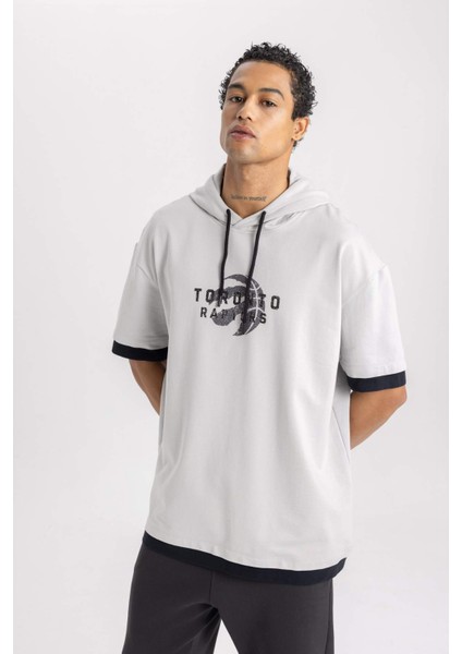 Fit NBA Toronto Raptors Oversize Geniş Kalıp Kapüşonlu Kısa Kollu Tişört B3883AX24SP