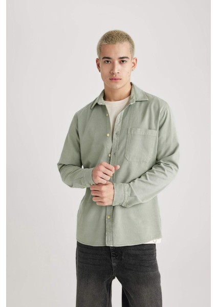 Regular Fit Polo Yaka Pamuklu Uzun Kollu Gömlek B4140AX24SP