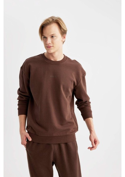Boxy Fit Bisiklet Yaka Baskılı Sweatshirt C2207AX24SP