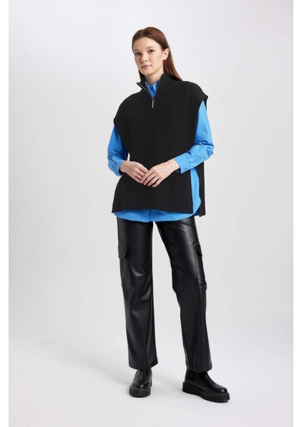 Regular Fit Fermuarlı Dik Yaka Süveter B8141AX23WN