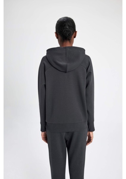 Fit Standart Fit Kapüşonlu Skuba Dalgıç Kumaş Basic Düz Sweatshirt C2290AX24SP