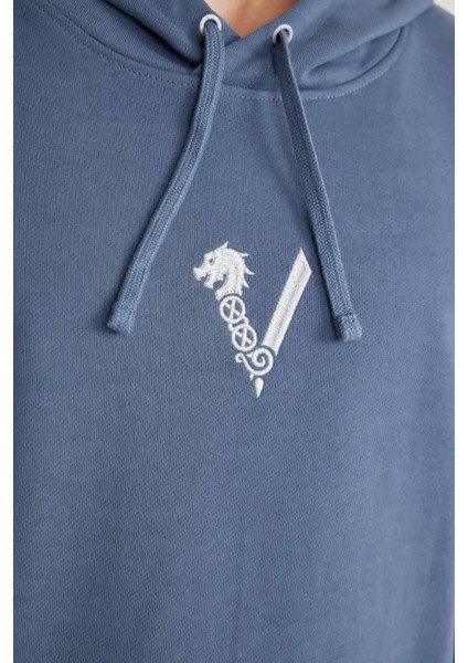 Vikings Valhalla Boxy Fit Kapüşonlu Sırt Baskılı Sweatshirt B5534AX24SP