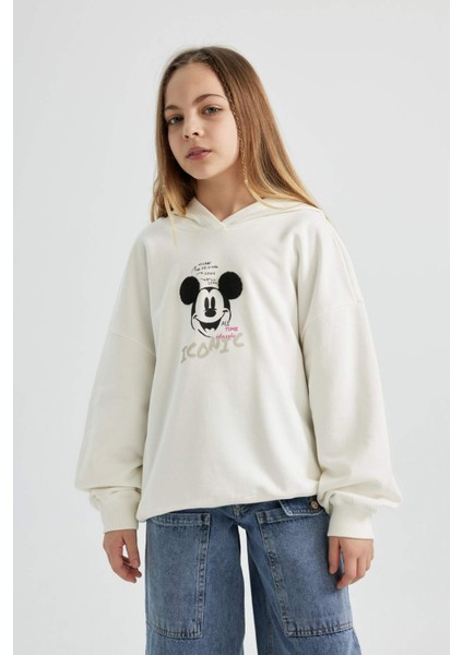 Kız Çocuk Disney Mickey & Minnie Relax Fit Kapüşonlu Sweatshirt B9871A824SP