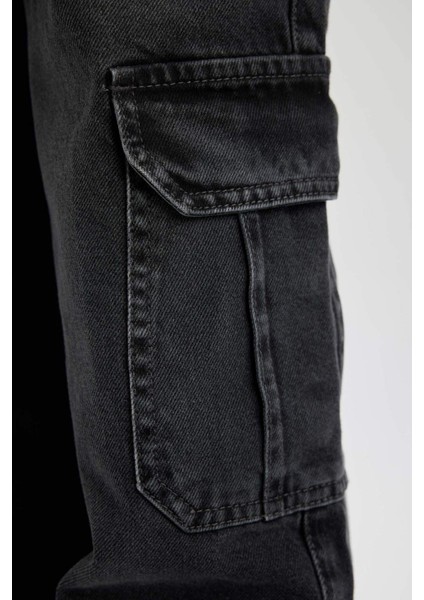 Kız Çocuk Wide Leg Kargo Geniş Paça Jean Pantolon B9819A824SP