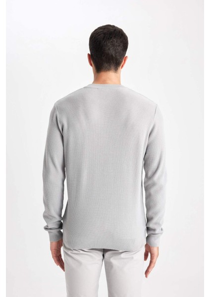 Standart Fit Normal Kesim Bisiklet Yaka Muline Desenli Triko Kazak A5181AX24SP