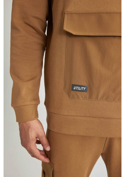 Fit Standart Fit Dik Yaka Fermuarlı Cepli Sweatshirt B4509AX24SP