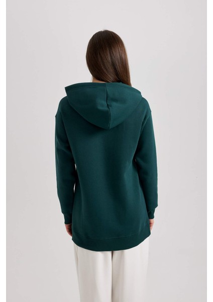 Kapüşonlu Baskılı Kalın Sweatshirt Tunik B3499AX23WN