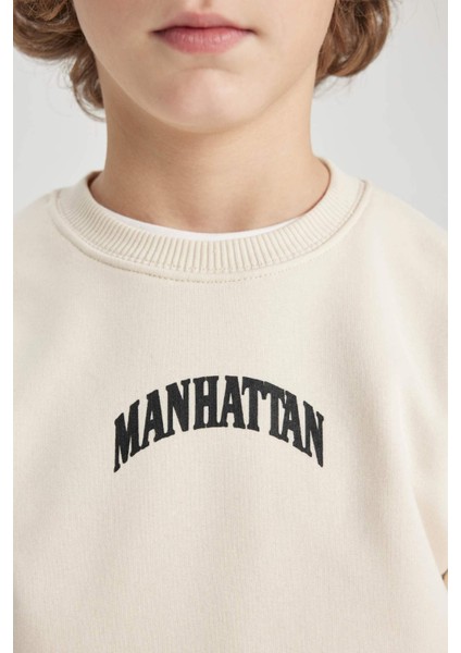 Erkek Çocuk Baskılı Bisiklet Yaka Kalın Sweatshirt B8997A823CW