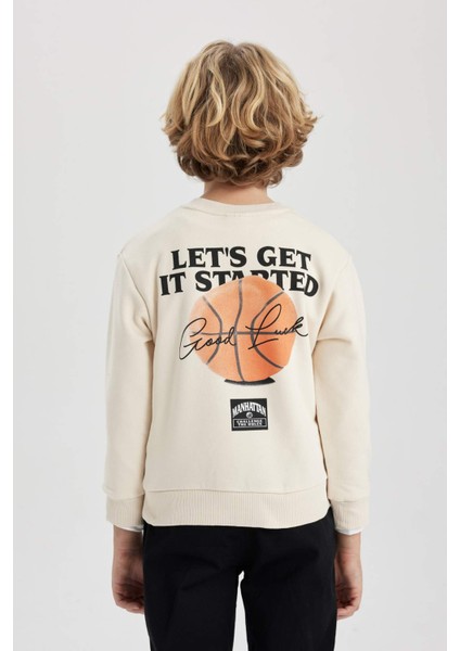 Erkek Çocuk Baskılı Bisiklet Yaka Kalın Sweatshirt B8997A823CW