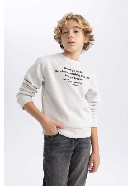 Erkek Çocuk Bisiklet Yaka Baskılı Sweatshirt B6315A823CW