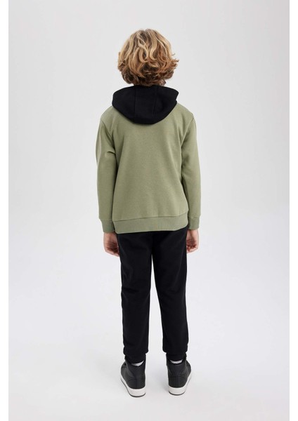 Erkek Çocuk Kapüşonlu Baskılı Sweatshirt Eşofman Altı 2'li Takım B5207A823CW