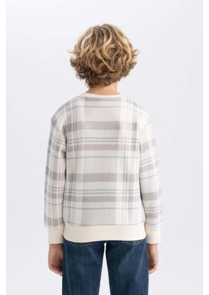 Erkek Çocuk Bisiklet Yaka Desenli Sweatshirt B5391A823WN