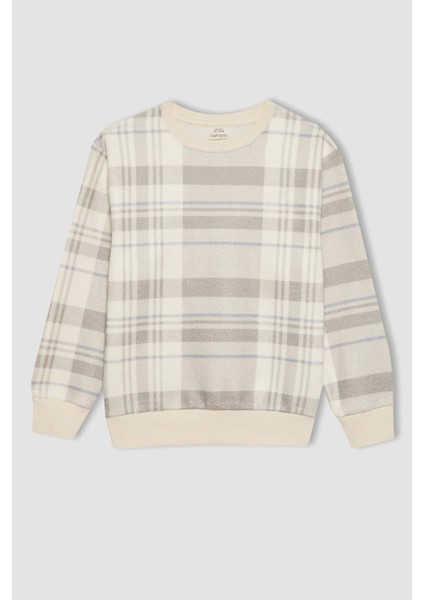 Erkek Çocuk Bisiklet Yaka Desenli Sweatshirt B5391A823WN