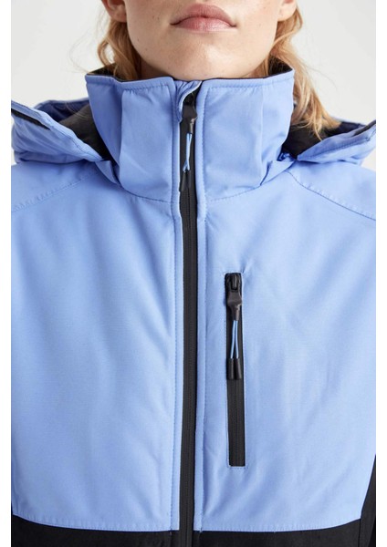 Fit Kayak Montu Su İtici Renk Bloklu Çıkarılabilir Kapüşonlu Polar Astarlı Fermuarlı Cepli A3516AX23WN