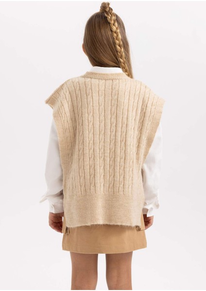 Kız Çocuk Bisiklet Yaka Triko Süveter X9524A623WN