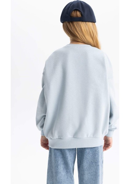 Kız Çocuk Relax Fit Bisiklet Yaka Sweatshirt B8238A823WN