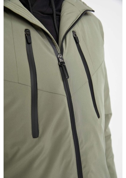 Fit Su İtici Slim Fit Kapüşonlu Polar Astarlı Su Geçirmez Mont A2125AX23WN