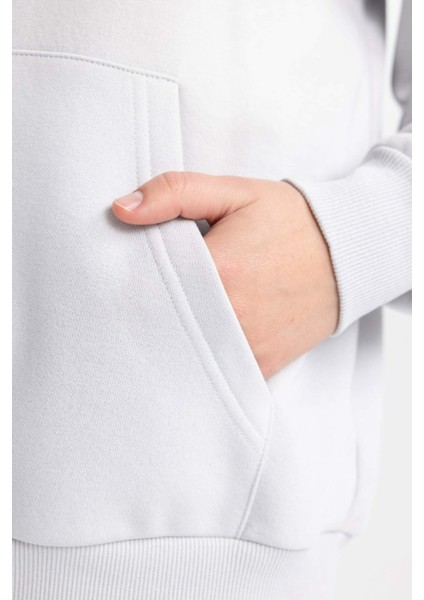 Relax Fit Kapüşonlu Kanguru Cepli Kalın Basic Düz Sweatshirt W1240AZ23WN