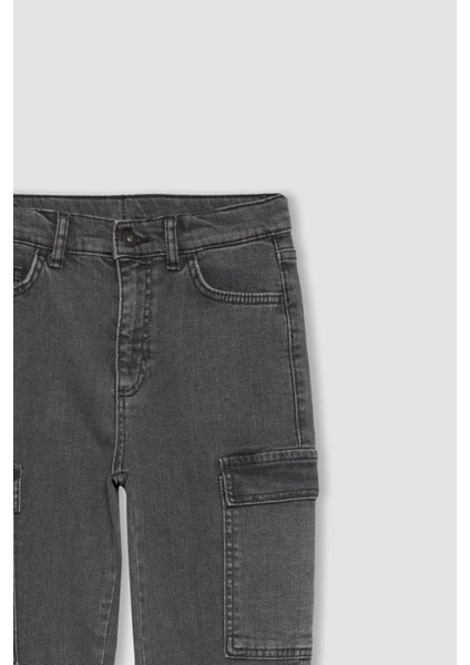 Erkek Çocuk Kargo Fit Düz Paça Jean Pantolon B7042A823WN