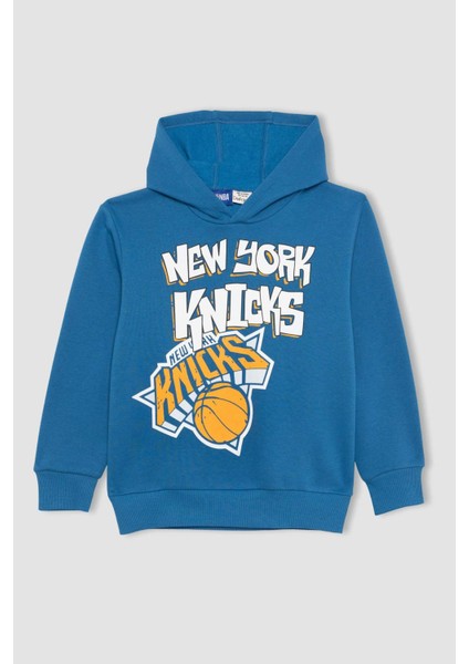 Erkek Çocuk NBA New York Knicks Kapüşonlu Kalın Sweatshirt B4793A823WN