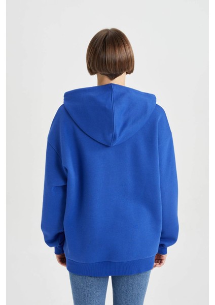 Oversize Fit Kapüşonlu Kalın Sweatshirt B4062AX23AU