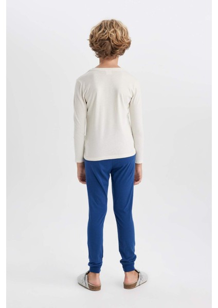 Erkek Çocuk Baskılı Uzun Kollu Pijama Takımı B2646A823WN