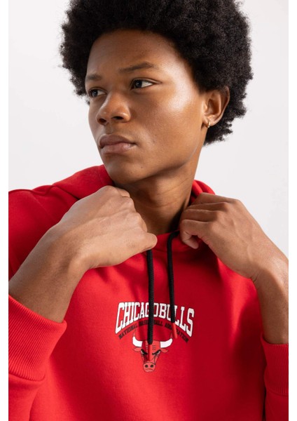 Fit NBA Chicago Bulls Standart Fit Kapüşonlu Kalın Sweatshirt A9788AX23WN