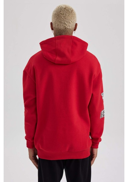 Fit NBA Chicago Bulls Boxy Fit Kapüşonlu Kalın Sweatshirt A7269AX23AU